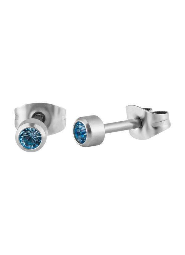 Convex - Brinco Aço Ponto de Luz Zircônia Azul Clara 4mm Azul