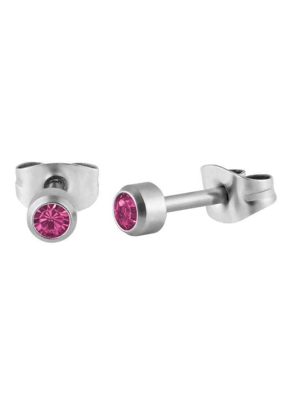 Convex - Brinco Aço Ponto de Luz Zircônia Rosa 4mm Rosa