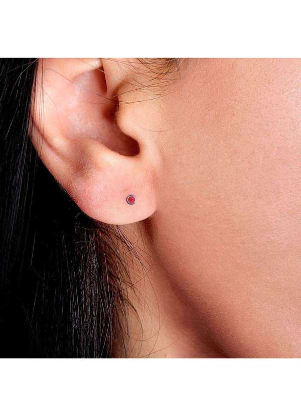 Convex - Brinco Baby Ponto de Luz Aço com Zircônia Vermelha 2.8mm. Vermelho 2