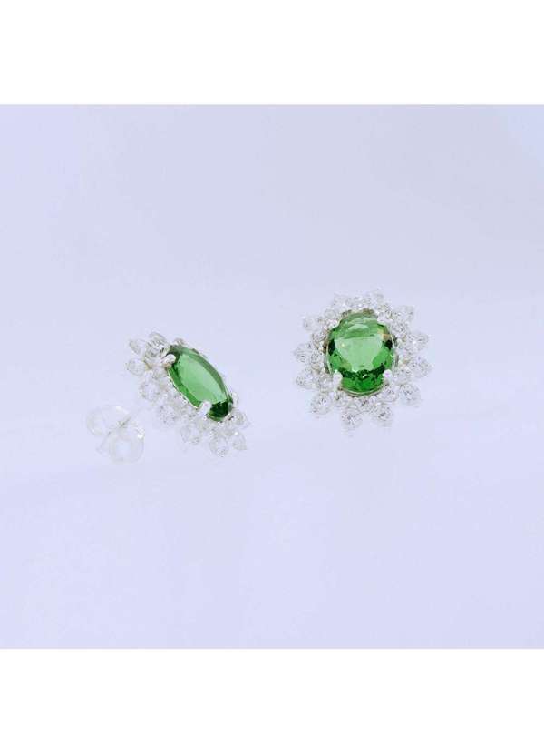 Convex - Brinco de Prata Coleção Queens Cristal Esmeralda 6x8 Verde 2