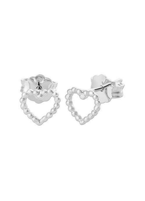 Convex - Brinco de Prata Mini Coração Vazado Bolinha Prata