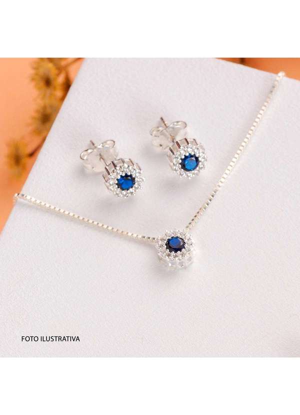 Convex - Brinco de Prata Ponto de Luz com Zircônia Azul e Branca Azul 2