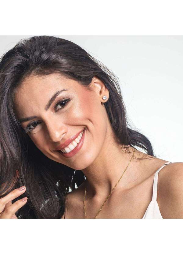 Convex - Brinco Prata c/ Ouro 18k Ponto de Luz 5mm Dourado 3