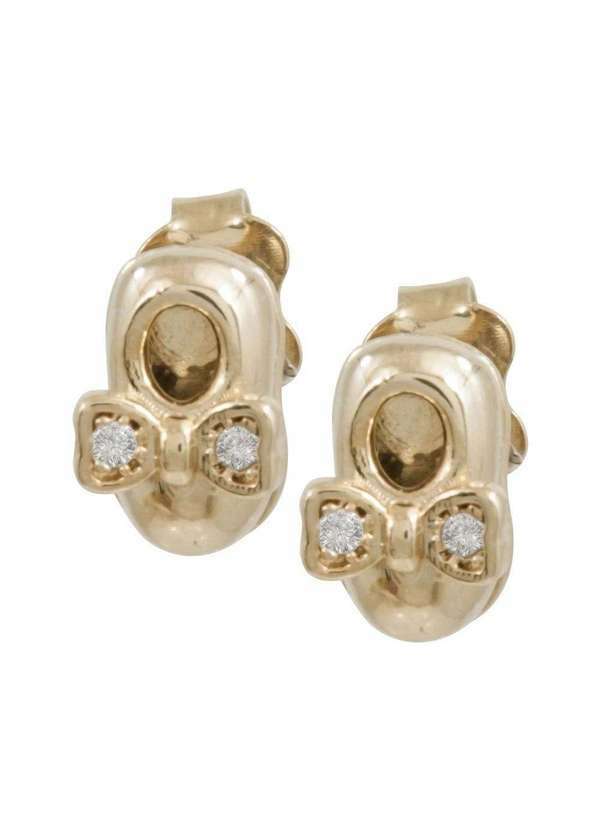 Convex - Brinco Prata c/ Ouro 18k Sapatinho Kids com Zircônia 5x10mm Dourado