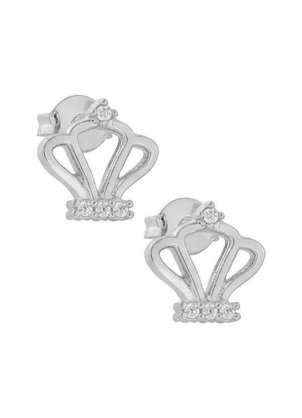 Convex - Brinco Prata Coroa com Zircônia Branca 10x10mm Prata