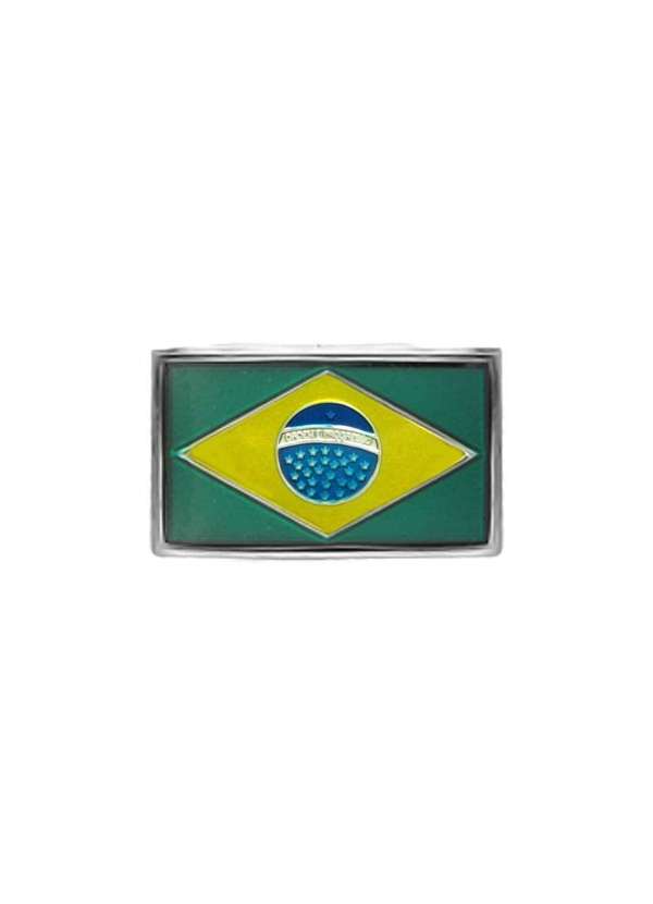 Convex - Colar Aço Bandeira do Brasil 20x12mm 50cm Prata 2