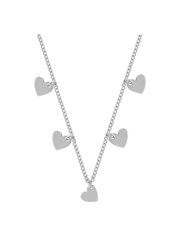 Convex - Colar Aço Glam Groumet com 5 Corações Lisos 0.9 X0.8mm 45cm Prata