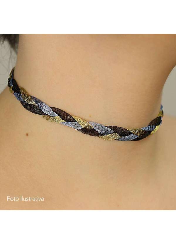 Convex - Colar Choker Malha Metalizada Alemã Preta 45cm. Preto 4