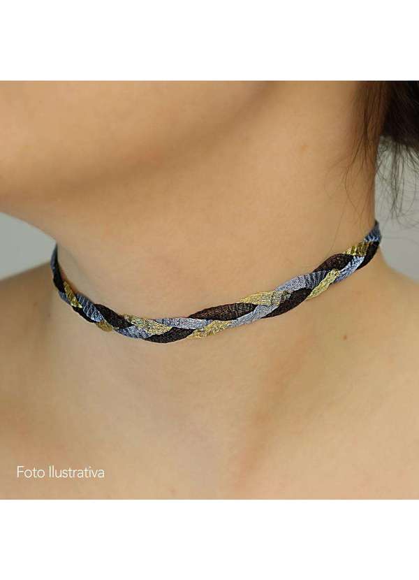 Convex - Colar Choker Malha Metalizada Alemã Preta 45cm. Preto 5