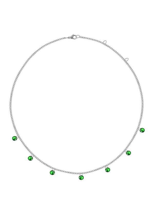 Convex - Colar de Aço com Zircônias Verdes 5mm 45cm Prata