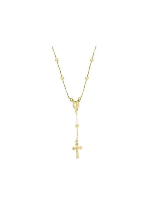 Convex - Colar Prata c/ Ouro 18k Veneziana Terço Milagrosa 45cm Dourado