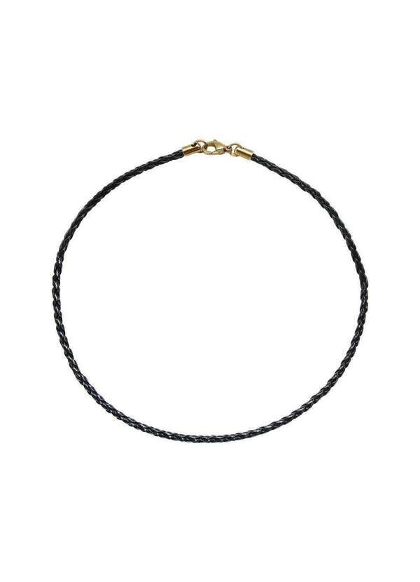 Convex - Corrente Aço Couro Preto Fina 2.80mm 50cm Ipg Dourado