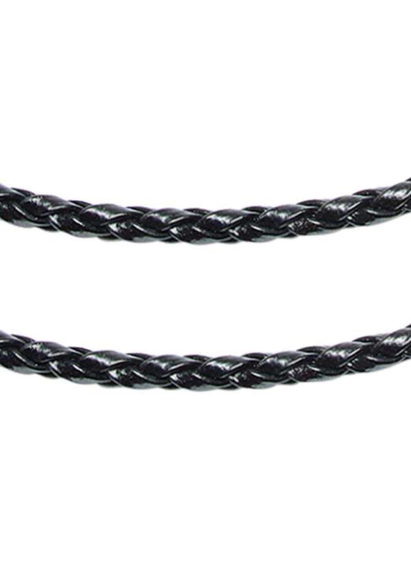 Convex - Corrente Aço Couro Preto Fina 2.80mm 55cm Ipg Dourado 4