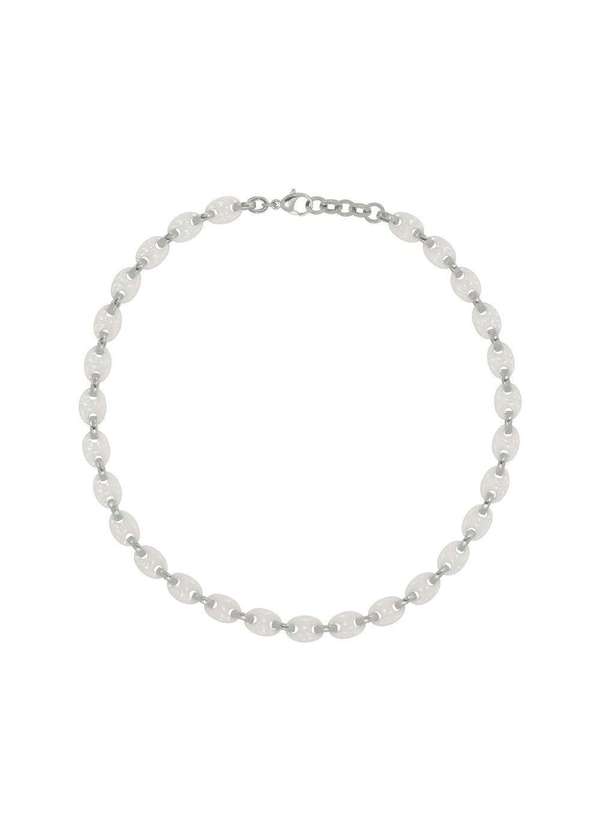 Convex - Corrente Aço Elos Ovais Aço e Cerâmica 11mm 50cm Prata