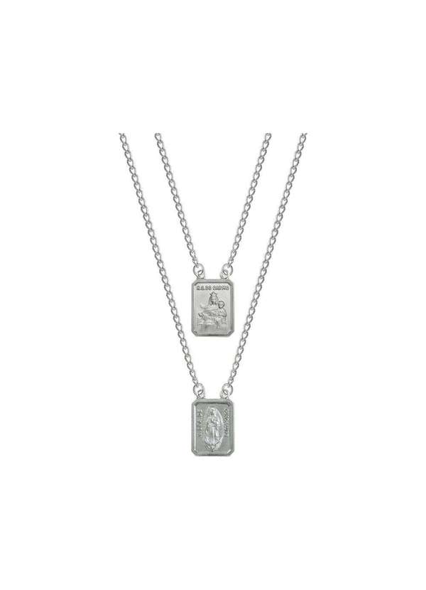 Convex - Escapulário Aço Nsra. Carmo e Nsra. Guadalupe 14x11mm 60cm Prata