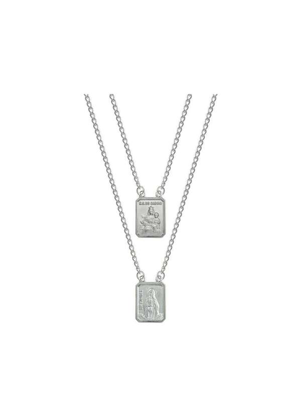 Convex - Escapulário Aço Nsra. Carmo e Santa Edwiges 14x11mm 60cm Prata