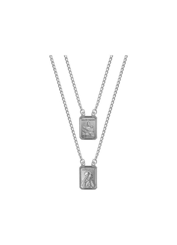 Convex - Escapulário Aço Nsra. do Carmo e Mãe Rainha 14x11mm 60cm Prata