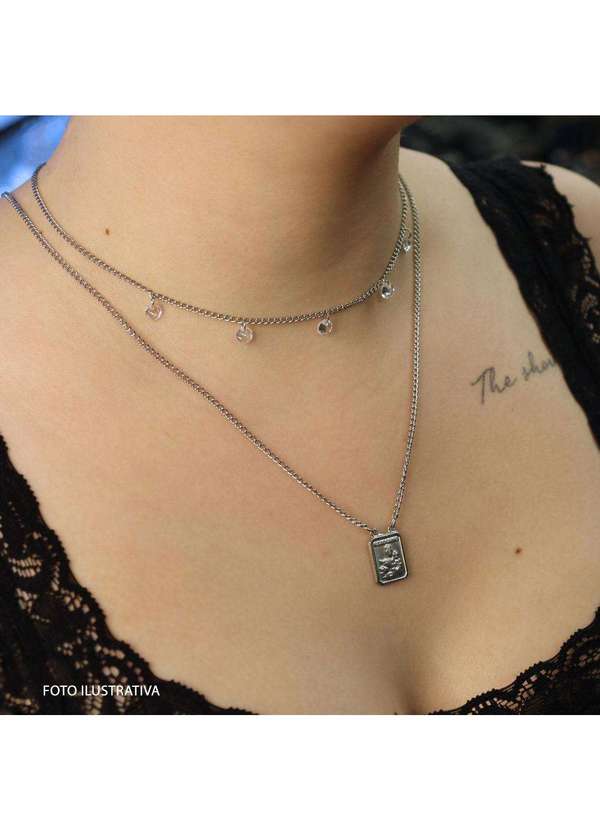 Convex - Escapulário Aço Nsra. do Carmo e São João 14x11mm 60cm Prata 2