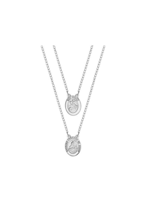Convex - Escapulário Aço S. C. de Jesus e São Jorge Oval 15x12mm 60c Prata