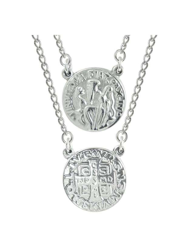 Convex - Escapulário Aço São Bento Redondo 16mm 60cm Prata 2