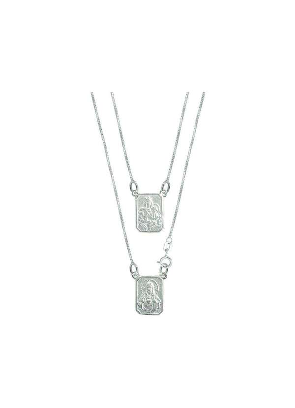 Convex - Escapulário Prata Veneziana Dupla Face 13x9mm 45cm Prata