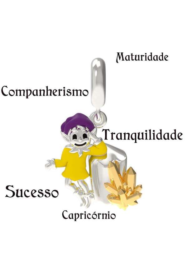 Convex - Berloque de Prata Duende Signo de Capricórnio Link com Resi Prata 8