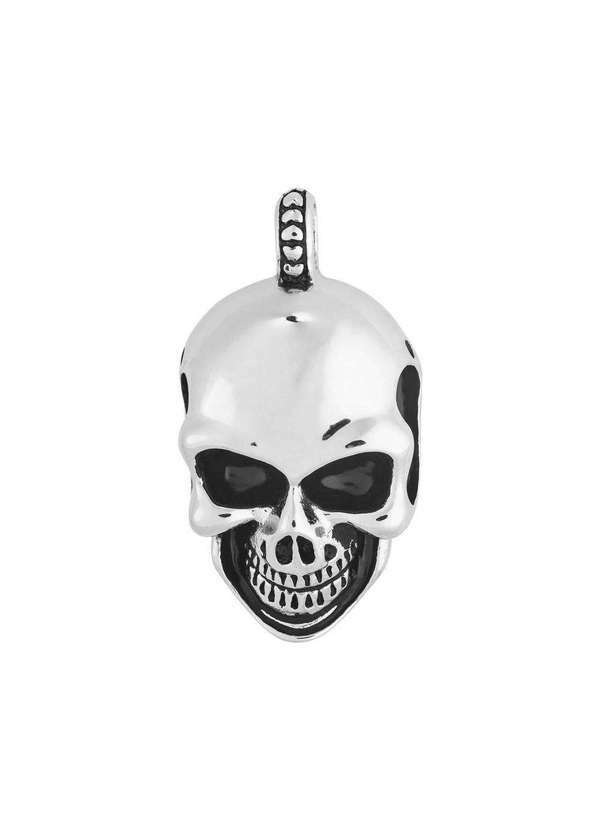 Convex - Pingente Aço Caveira com Resina 43x23mm Prata