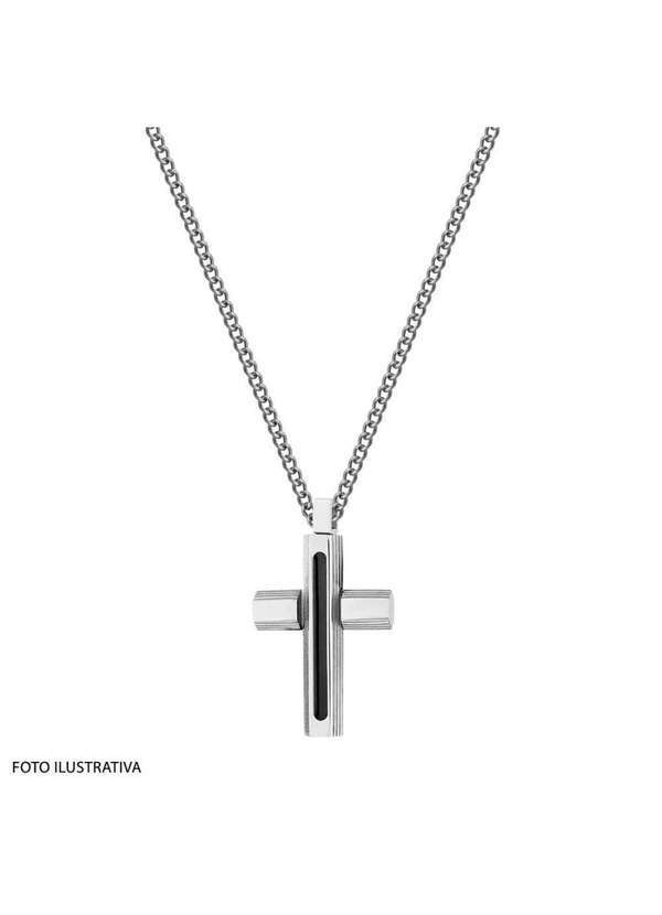 Convex - Pingente Aço Cruz Trabalhada Resina 38x22mm Prata 2