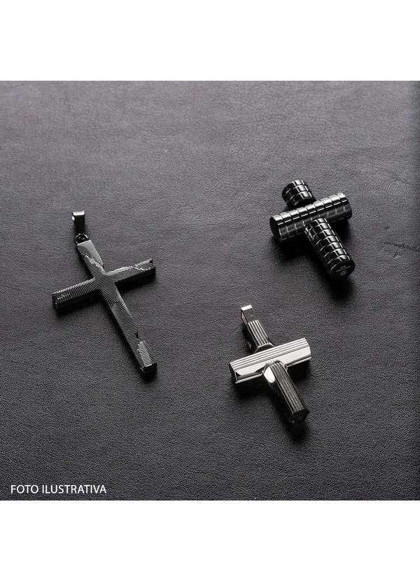 Convex - Pingente Aço Cruz Trabalhada Resina 38x22mm Prata 5