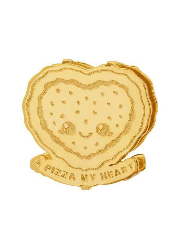 Convex - Pingente Aço Hit a Pizza My Heart 11.5mm Gold Ipg Dourado