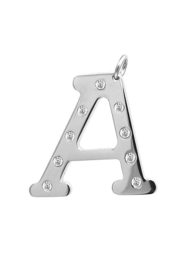 Convex - Pingente Aço Letra a com Zircônia 32x30mm Prata