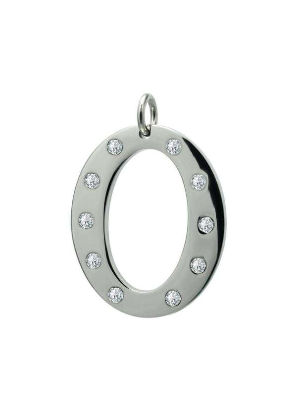 Convex - Pingente Aço Letra o com Zircônia Prata