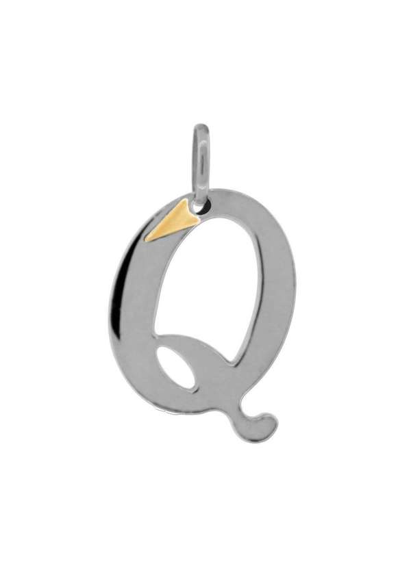 Convex - Pingente Aço Letra Q com Au Prata