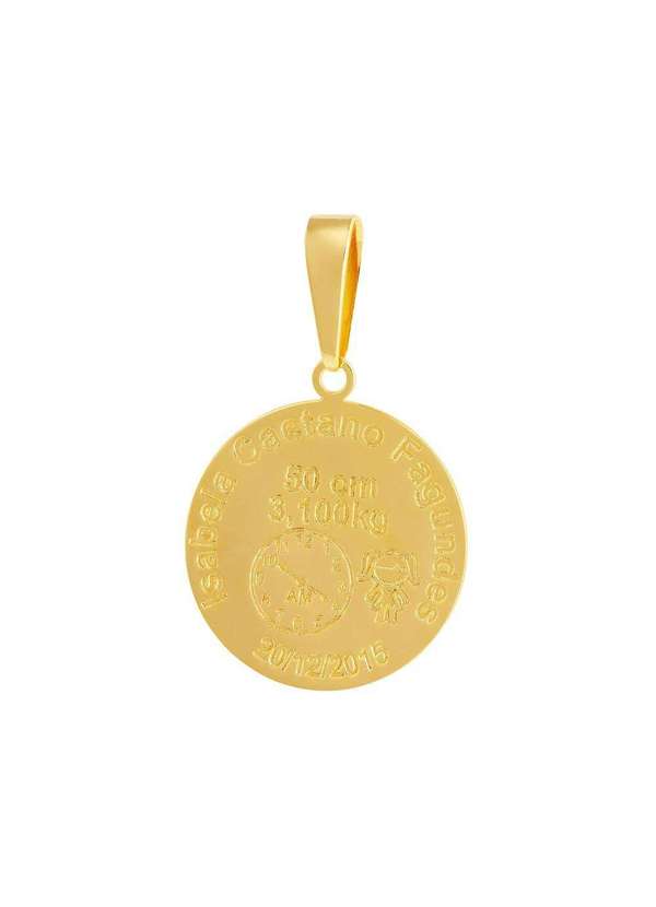 Convex - Pingente Aço Mandala Nascimento Menina 27mm Gold Ipg Dourado