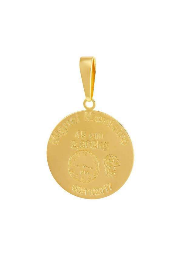 Convex - Pingente Aço Mandala Nascimento Menino 27mm Gold Ipg Dourado