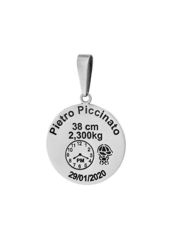 Convex - Pingente Aço Mandala Nascimento Menino 27mm Prata