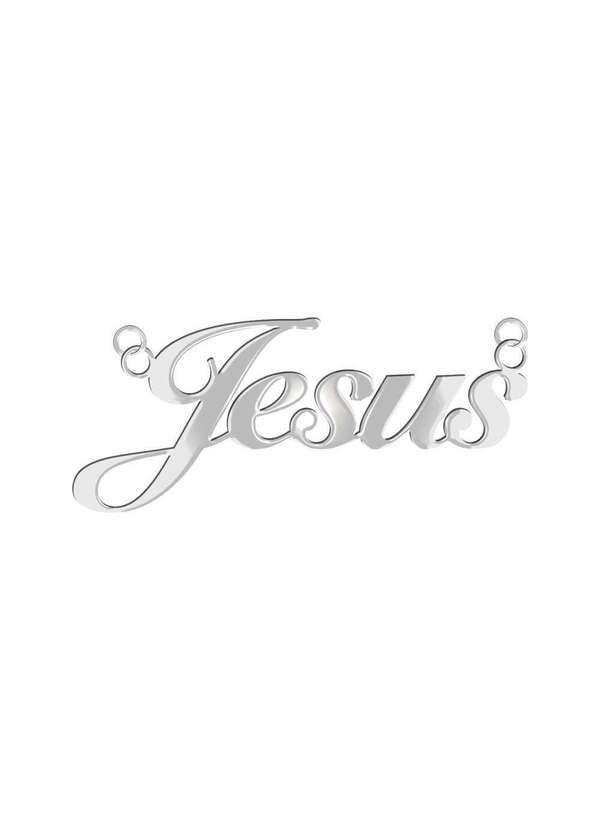 Convex - Pingente Aço Manuscrito Jesus 2.8x1.4mm Prata