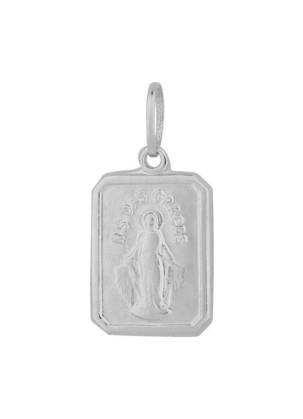 Convex - Pingente Aço Milagrosa Quadrado 15x11mm Prata