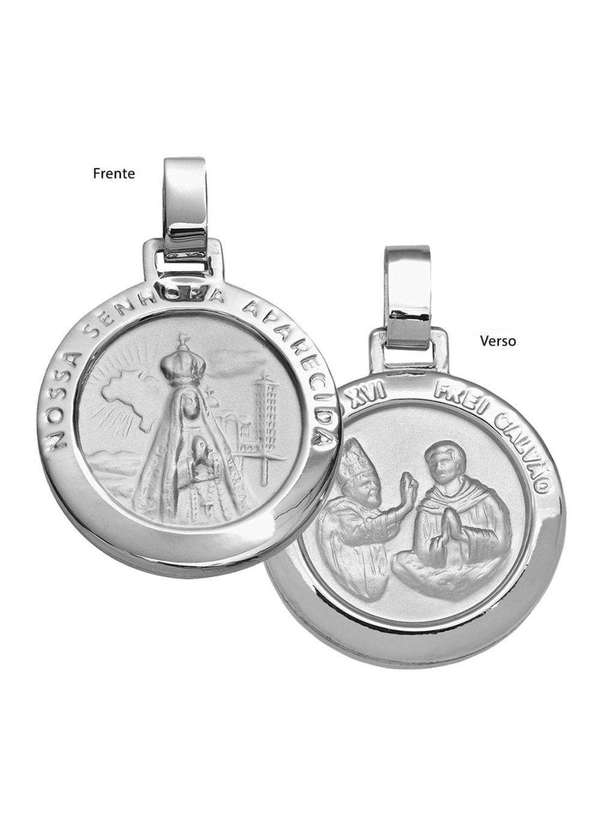 Convex - Pingente Aço Nsra. Aparecida e Papa Bento Xvi Frei Galvão Prata 2