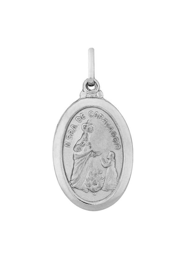 Convex - Pingente Aço Nsra. de Caravaggio Oval 23x16mm Prata