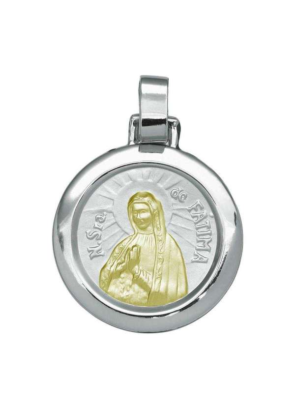 Convex - Pingente Aço Nsra. de Fátima Redondo Redondo 30mm com Ouro Prata