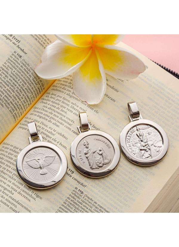 Convex - Pingente Aço Nsra. de Nazaré Redondo 30mm Prata 5