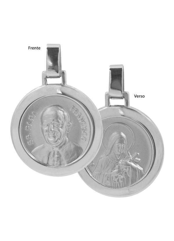 Convex - Pingente Aço Papa Francisco e Santa Terezinha Redondo 30mm Prata