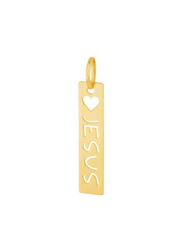 Convex - Pingente Aço Placa Feelings Jesus 28x6mm Gold Ipg Dourado