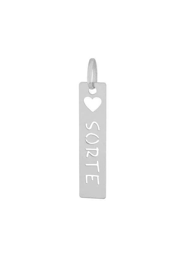 Convex - Pingente Aço Placa Feelings Sorte 28x6mm Prata