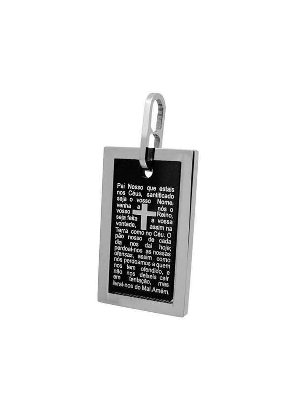 Convex - Pingente Aço Placa Pai Nosso Movel Ipb 36x22mm Prata