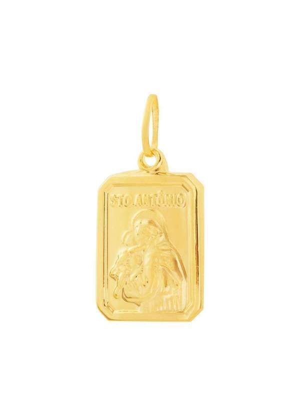 Convex - Pingente Aço Santo Antônio Quadrado 15x11mm Gold Ipg Dourado