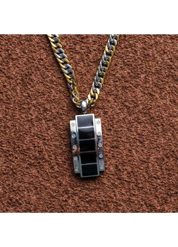 Convex - Pingente Aço Trabalhado Parafuso Lateral com Resina 40x16mm Prata 2