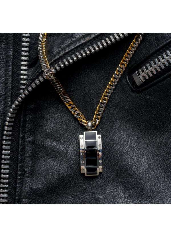 Convex - Pingente Aço Trabalhado Parafuso Lateral com Resina 40x16mm Prata 3