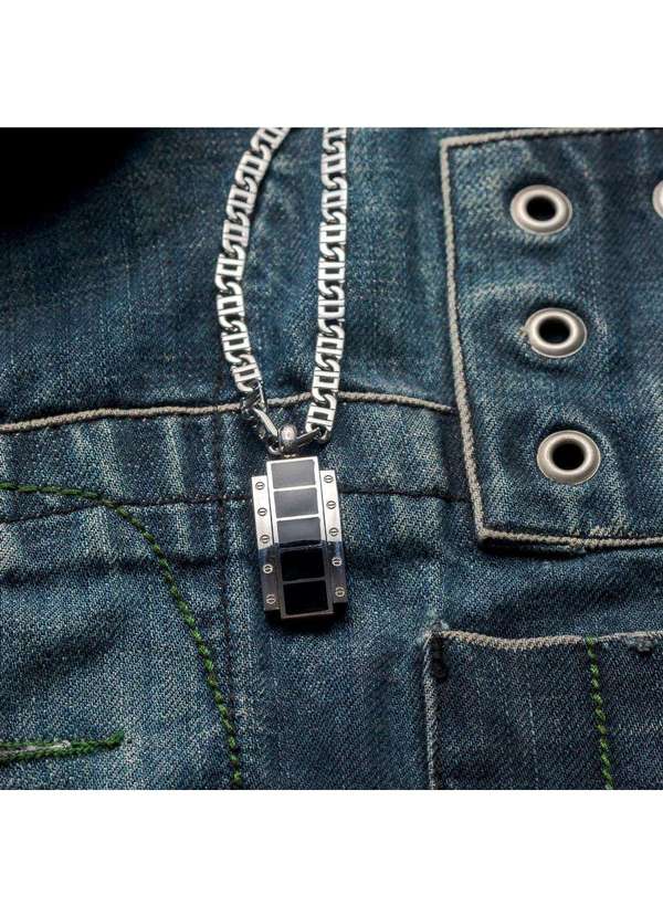 Convex - Pingente Aço Trabalhado Parafuso Lateral com Resina 40x16mm Prata 4